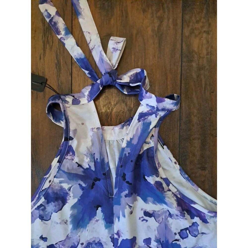 OUGES OE Halter Neck Dress Sz Large Floral Casual… - image 3